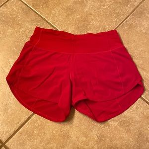 VIBRANT RED LULULEMON 4 INCH SIZE 2 SHORTS!!
